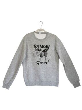Jerzees DC Comics Batman & Robin Gray Chaps Breakfast Crewneck Sweatshirt